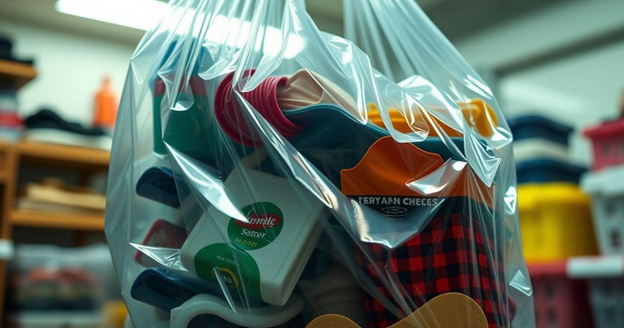 Saco plástico transparente grande para uso prático e eficiente