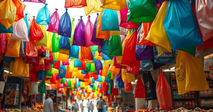 Sacolas plásticas coloridas para eventos e promoções que encantam